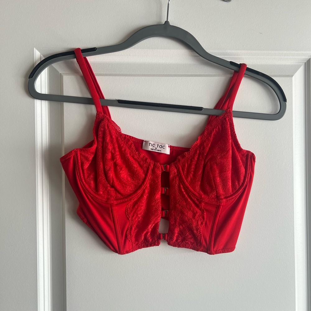 Red Lace Crop Top